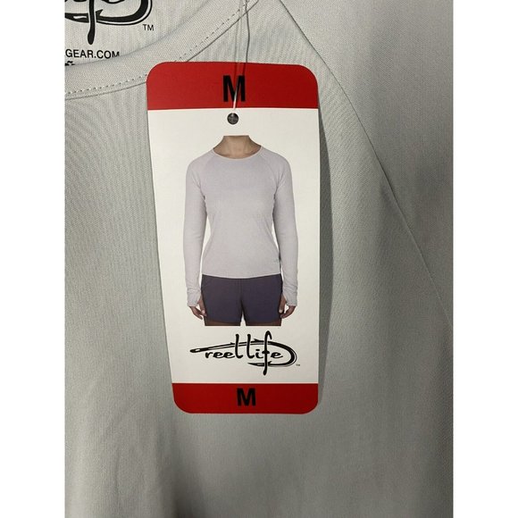 NEW Women Real Life Long Sleeve Crew Neck Rash Guard Shirt UPF 50+ Medium Gray - Picture 5 of 7